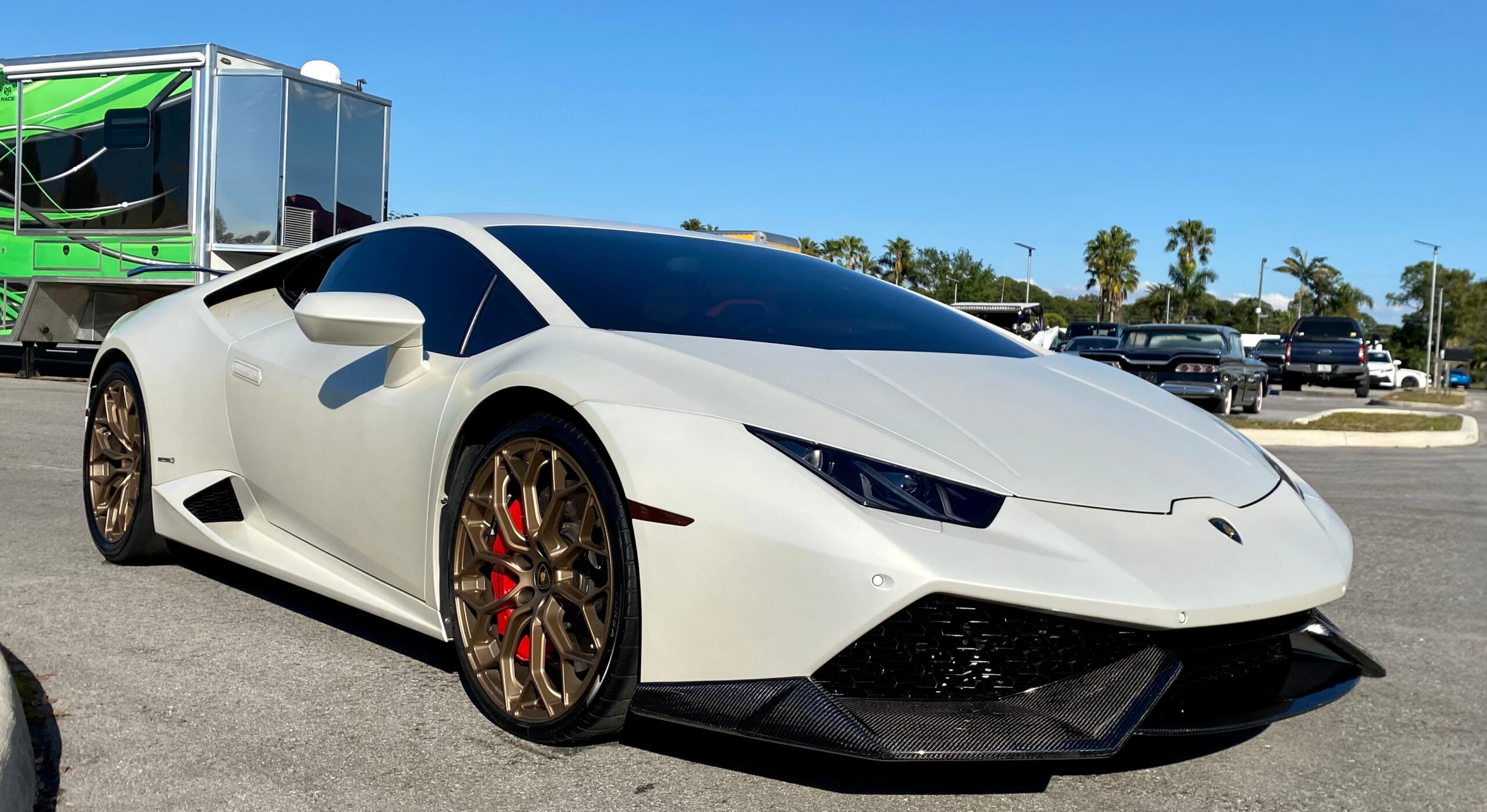 White Lamborghini Huracan detailed on site by The White Glove Detailer in Tampa